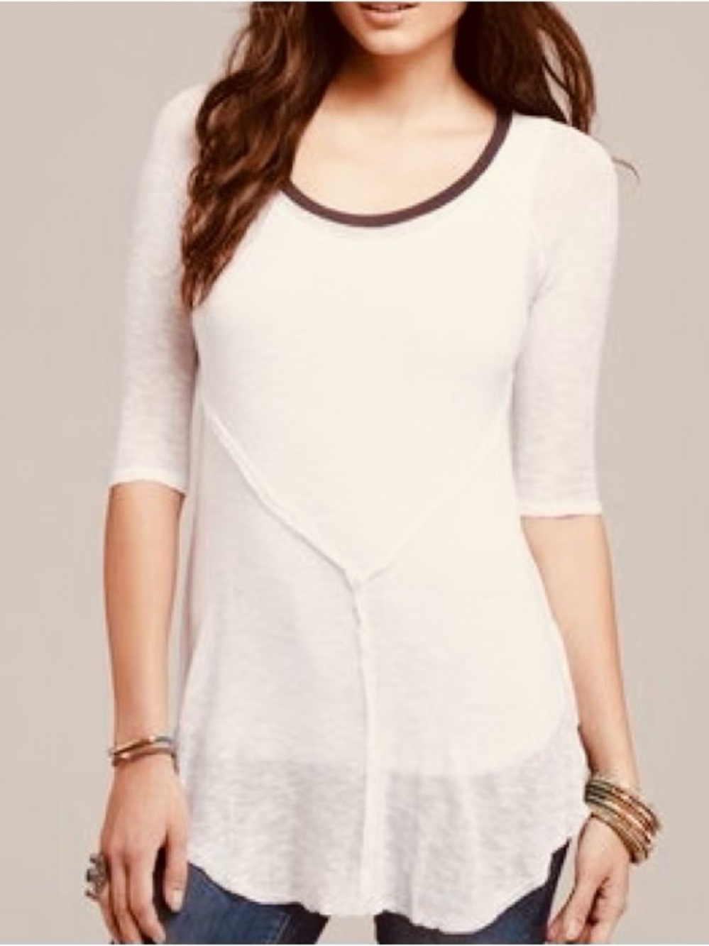 Free People Intimately Off-White with Black
3/4 Sleeve Weekend Layering Top